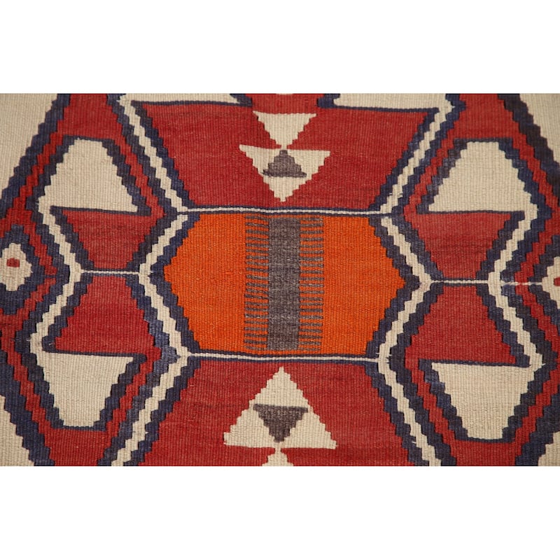 Vegetable Dye Kilim Qashqai Persian Vintage Flatweave Wool Carpet - 4'5" x 8'2"