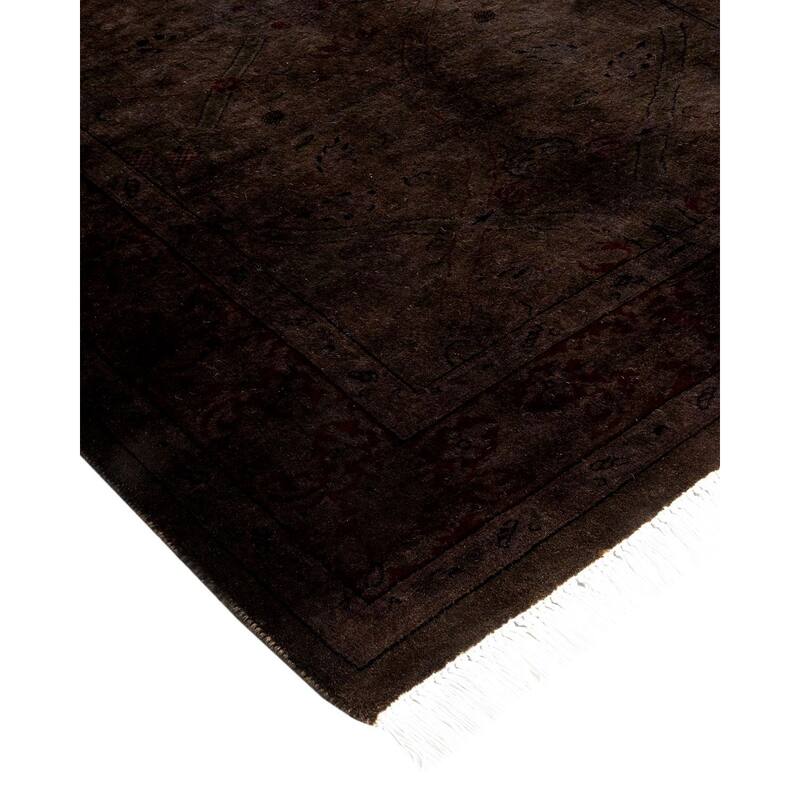 Overton Hand Knotted Wool Vintage Inspired Modern Contemporary Overdyed Brown Runner Rug - 2' 6" x 10' 8"