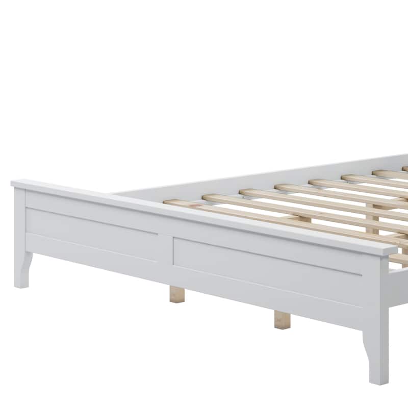 Modern Simple Solid Wood Platform Bed Frame with Sturdy Wooden Slats