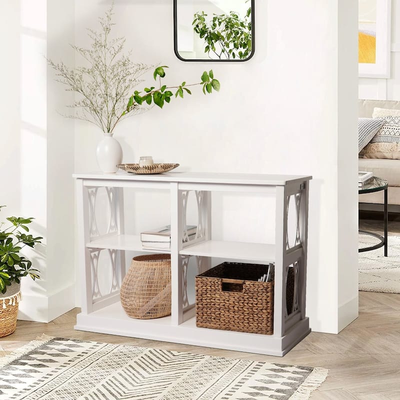 M4H Alpes Solid Wood Clean White Painted 3-tier Console Table