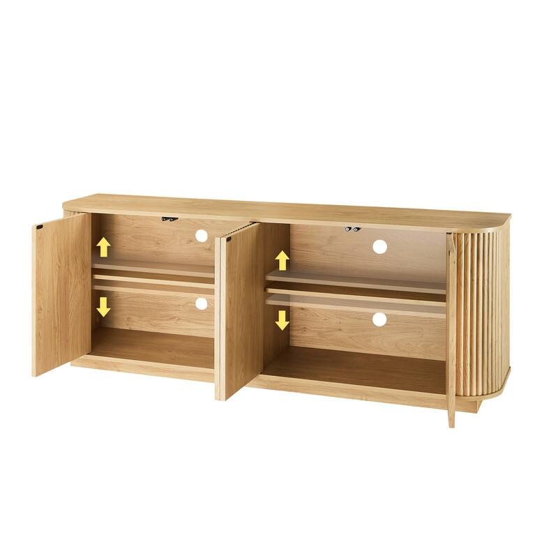 Sideboard Storage Cabinet TV Stand with wave pattern Buffet Cabinet Wooden Vertical Striped Cabinet