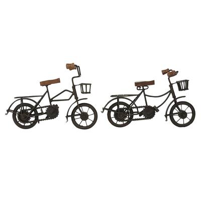 Metal Bike Sculpture with Wood Accents - Set of 2 Black - Roche River Decor - Black or Gold