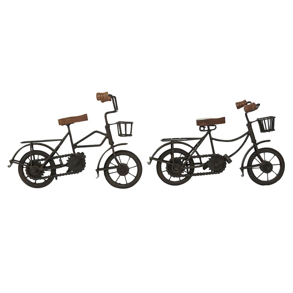 Metal Bike Sculpture with Wood Accents - Set of 2 Black - Roche River Decor - Black or Gold