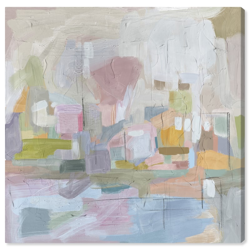 Wynwood Studio Canvas Abstract Pastel Illusion White and Antique White Modern & Contemporary Wall Art Canvas Print