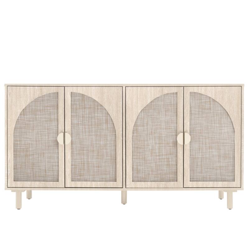Engineered Rattan Buffet Sideboard Accent Storage Cabinet, Natural