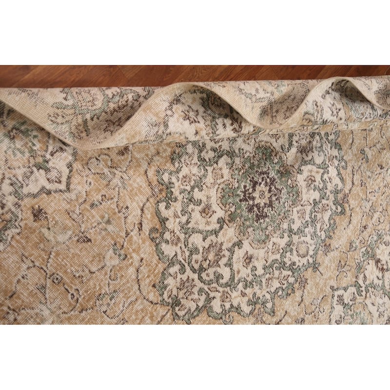 Distressed Sparta Oriental Vintage Area Rug Hand-Knotted Wool Carpet - 5'2" x 9'5"