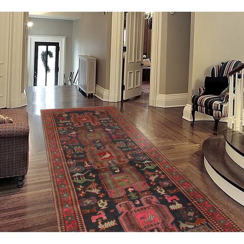 Noori Rug Fine Vintage Distressed Culbert Navy/Pink Runner - 4'1" x 9'9"