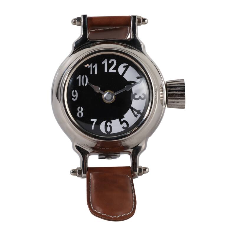 Aluminum Faux Leather Clock Modern Accents Featuring Sleek Design