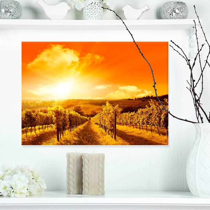 Designart "Scenic Sunset Road in Italy" Landscape Wall Art Print Canvas - 20 in. wide x 12 in. high - 1 Panel