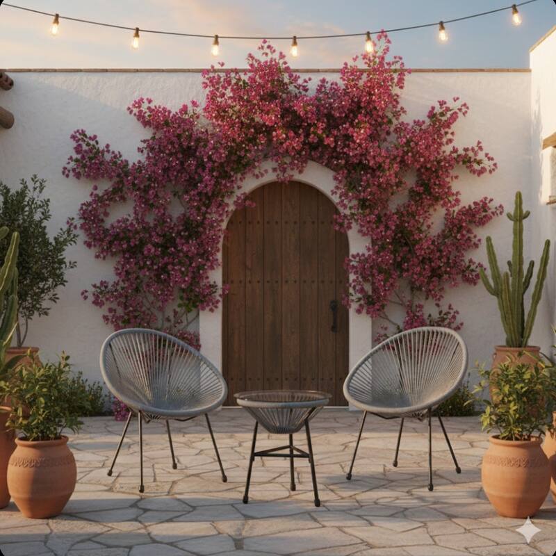 3-Piece Acapulco Wicker Patio Bistro Set with Glass Table