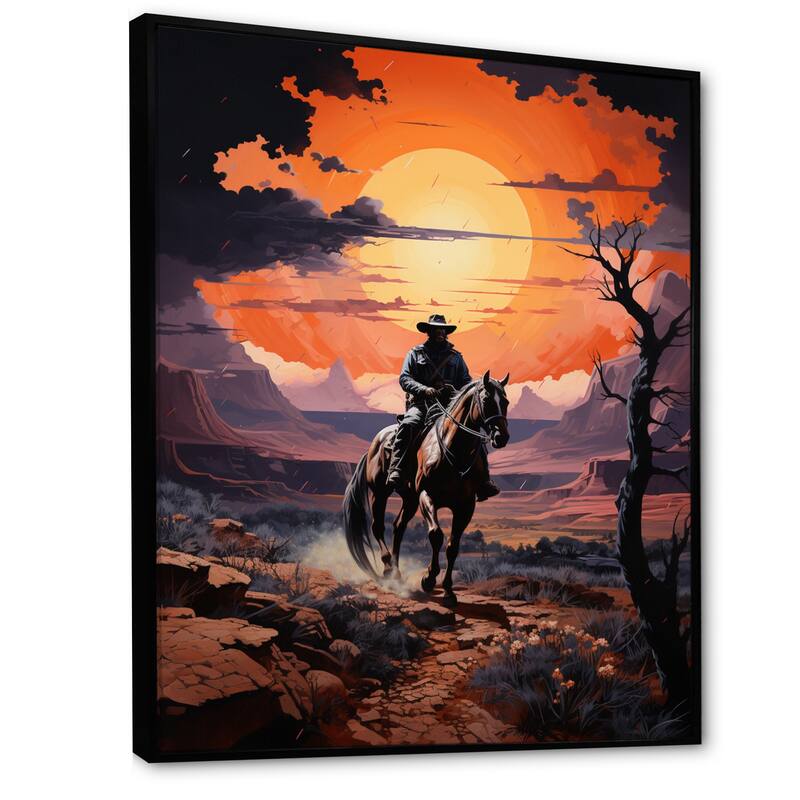 Designart "Western Cowboy Rugged" Western Framed Wall Art Prints