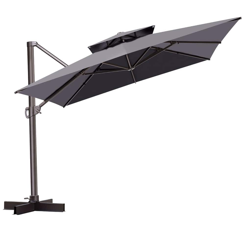 VredHom 11 Ft Patio Cantilever Offset Umbrella with Double Top