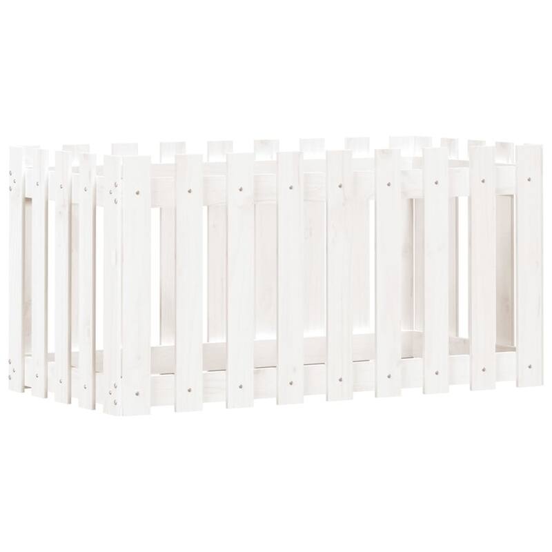 vidaXL Garden Planter with Fence Design Outdoor Flower Box Solid Wood Pine - 39.4 x 19.7 x 19.7 in