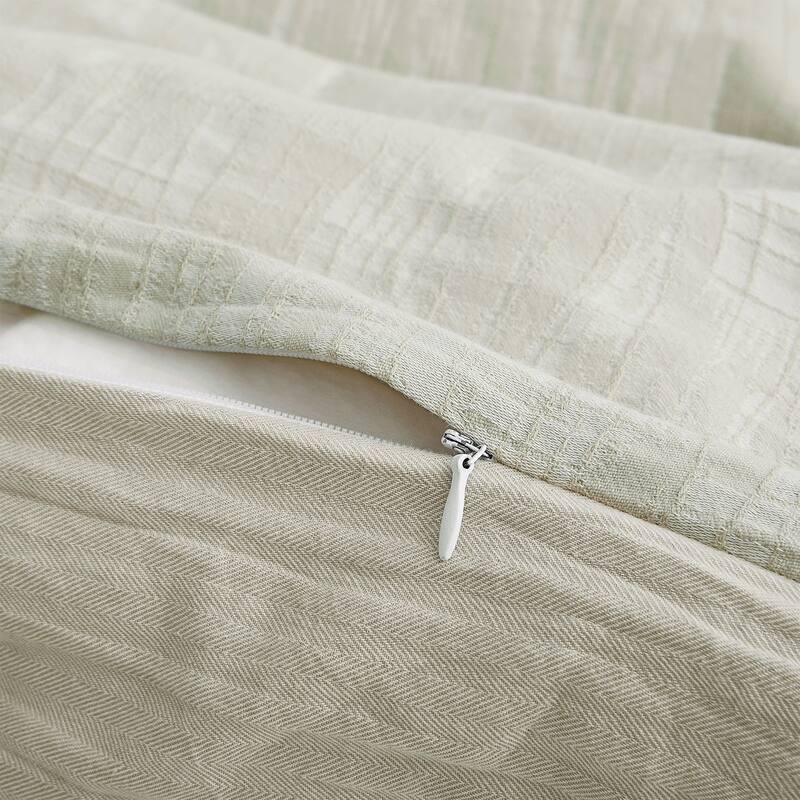 Floral Jacquard Cotton Linen Blend Duvet Cover Set, Bedding Set with Pillowcases