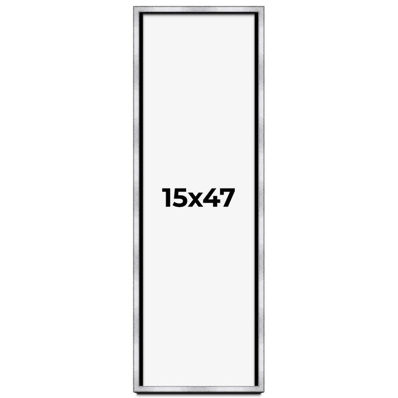 15x47 Shadow Box Frame Silver | 1.375 Inches Deep Real Wood