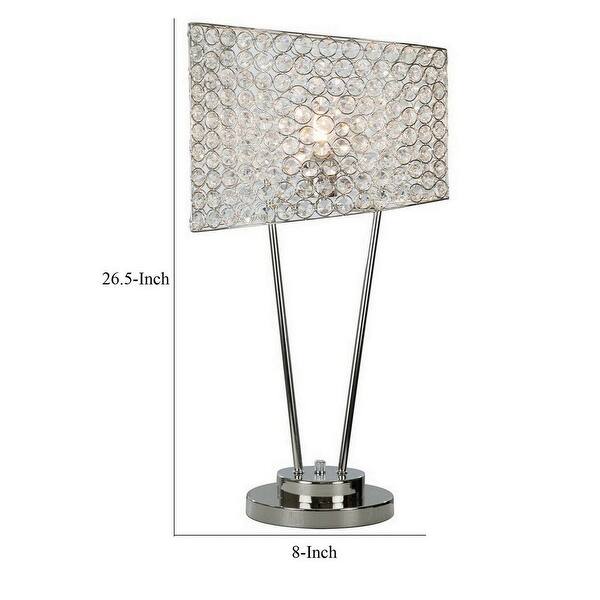 27 Inch Table Lamp with Asymmetrical Crystal Shade and Adjustable 