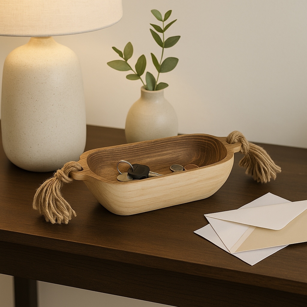 Brown 15 in. Wooden Rectangular Tray with Tassels - 15.0"
