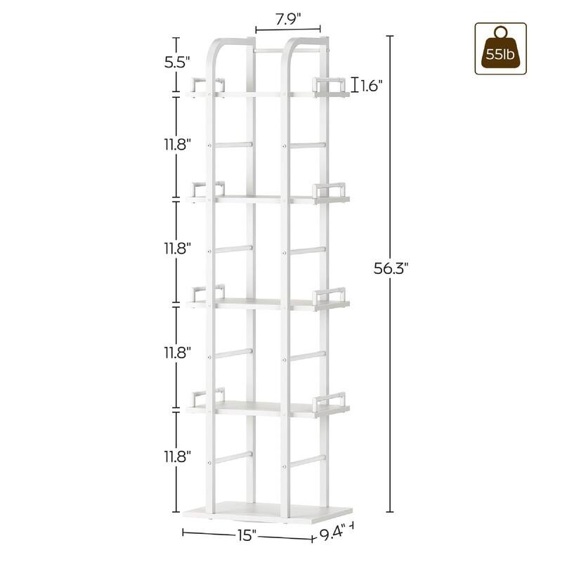 Rotating Bookshelf - 15"D x 9.4"W x 56.3"H