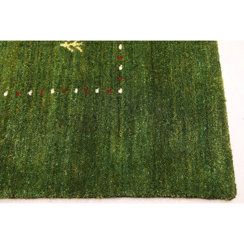 ECARPETGALLERY Hand Loomed Kashkuli Gabbeh Green Wool Rug - 4'11 x 7'9