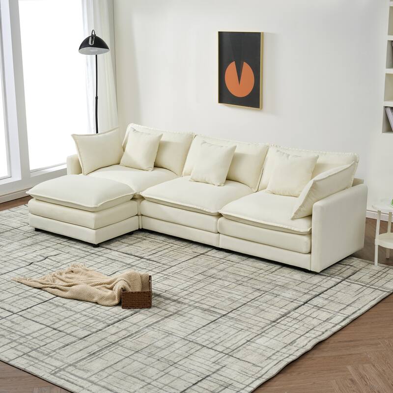 110-inch White Modular Combination Sofa with Foam Material