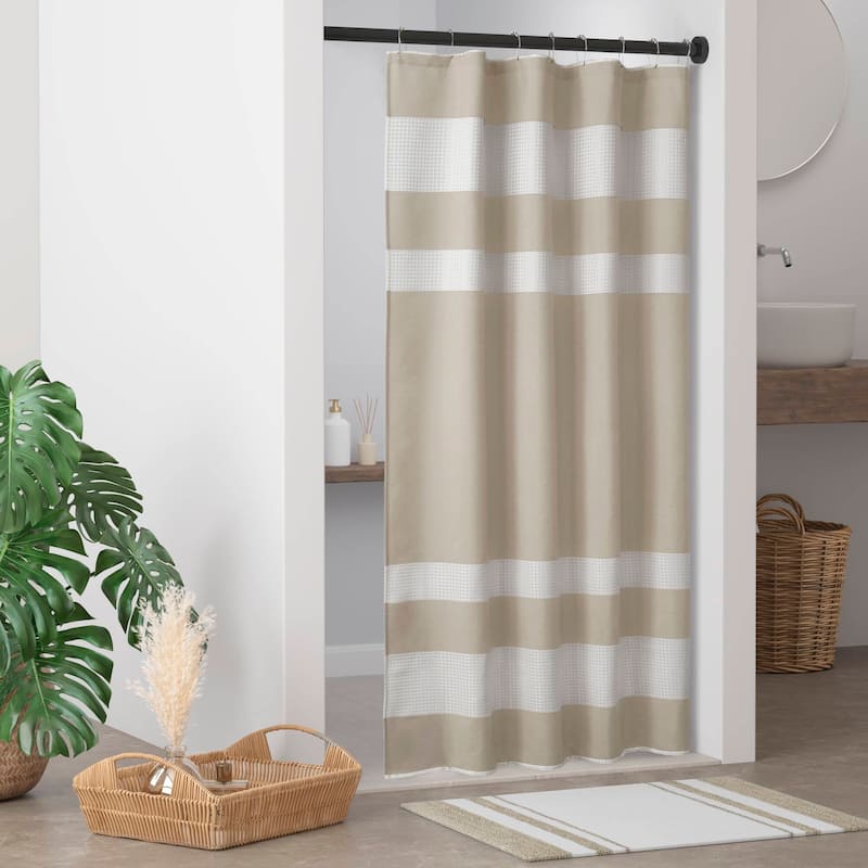 Madison Park Spa Waffle Shower Curtain with 3M Treatment