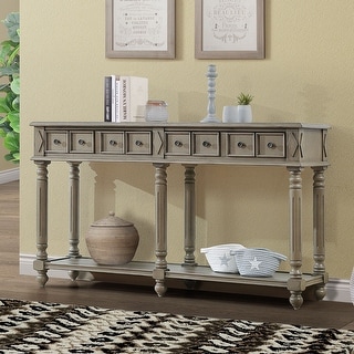Rustic American Style Console Table with Carved Details - Bed Bath ...