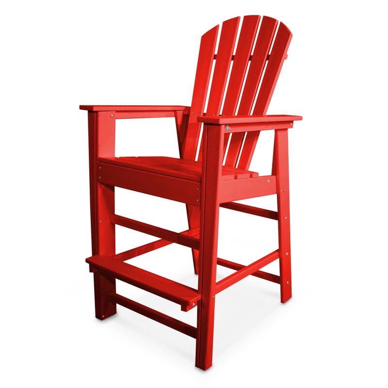 POLYWOOD South Beach Outdoor Adirondack Bar Chair - Sunset Red
