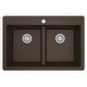 preview thumbnail 70 of 74, Karran 33" Top Mount Double Equal Bowl Quartz Kitchen Sink Kit - 33" x 22" x 9"