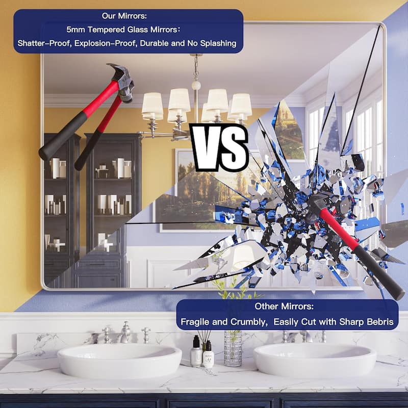 Aluminum alloy Framed Tempered Glass Wall Bathroom Vanity Mirror