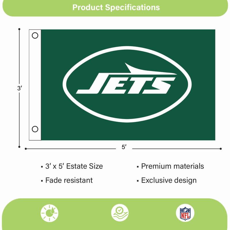 New York Jets Single Sided Flag w/ 2 Grommets, 3'x5'