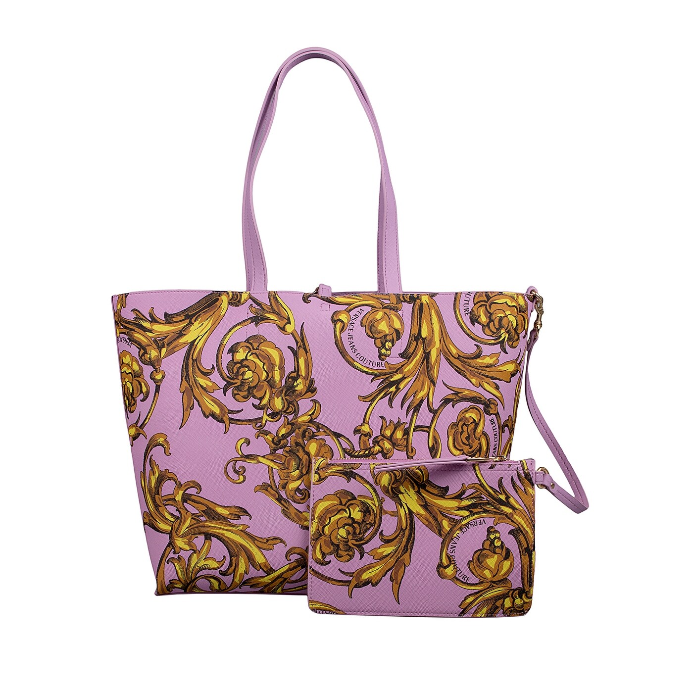 Versace Pink and Green Floral Tote Versace La Medusa Small Floral-Print Tote Bag - Bergdorf Goodman main image 3
