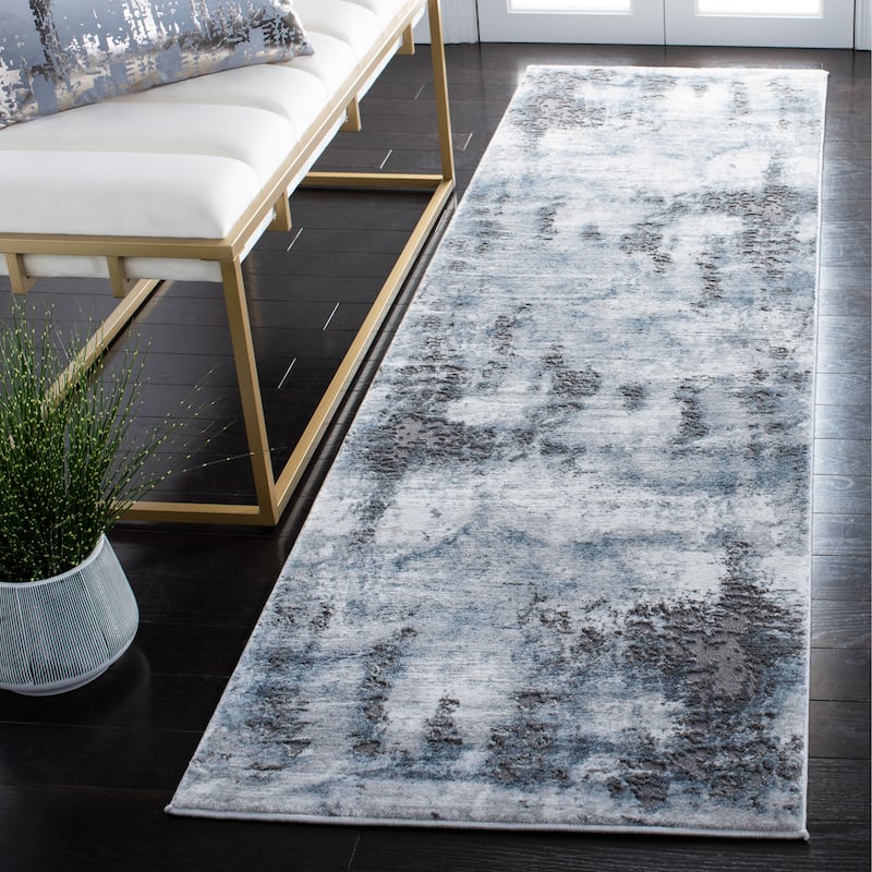 SAFAVIEH Craft Yamina Modern Abstract Rug - 2'3" x 8' Runner - Blue/Grey