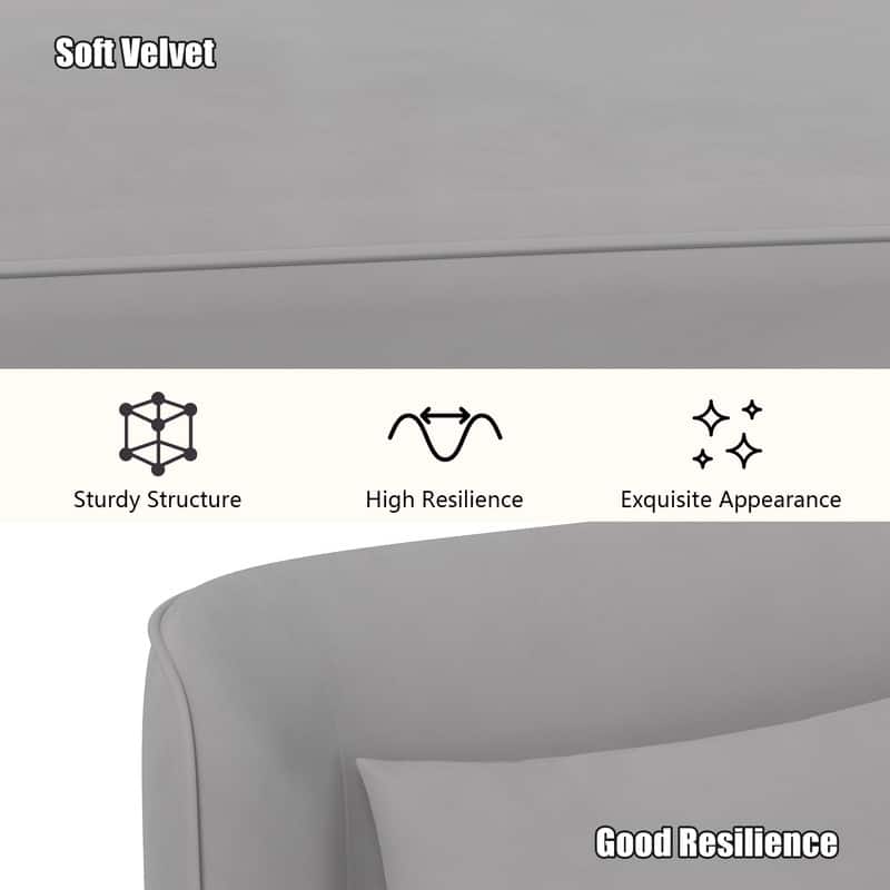 Velvet Upholstered Metal Legs Loveseat