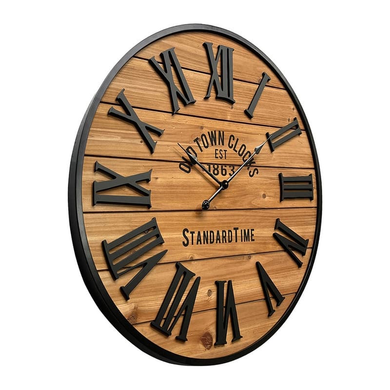 Sirena Wood Round Farmhouse Style Wall Clock - 33"H x 33"W x 1.5"D