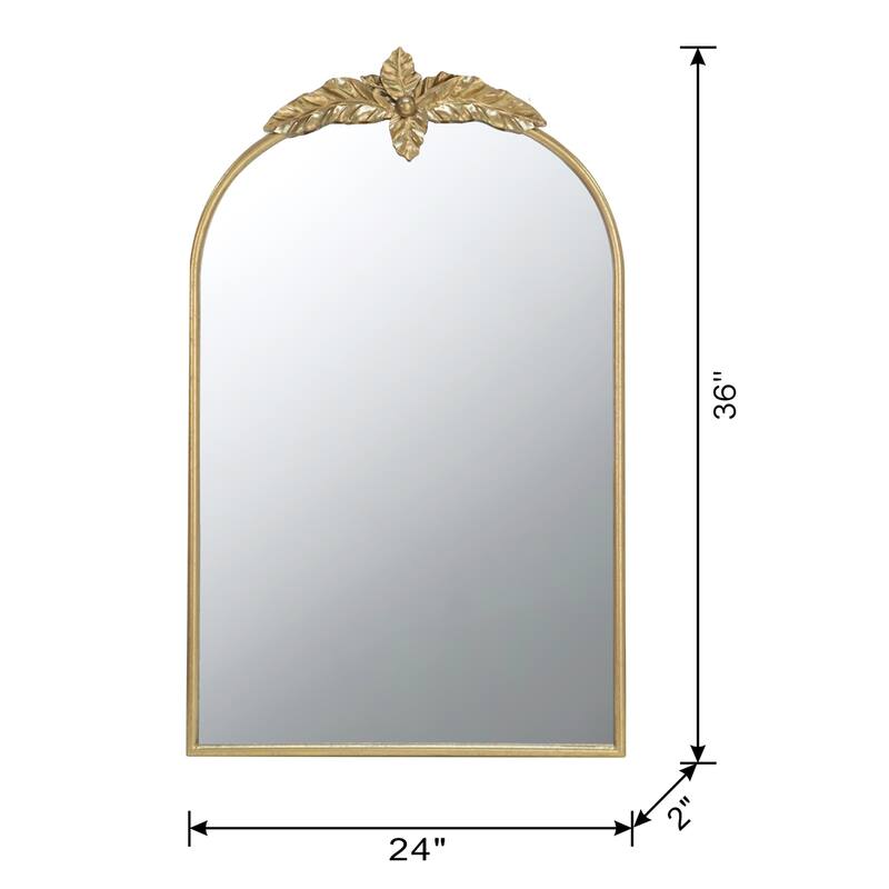 Arched Wall Decor Mirror with Metal Frame - Gold