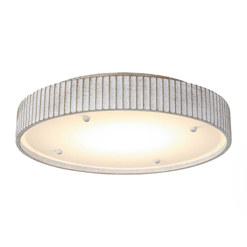 Vintage Distressed White Modern LED Flush Mount Ceiling Light