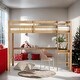 preview thumbnail 2 of 10, Wood Loft Bed with Safety Guardrail, Built-in Desk, Ladder, White Oak