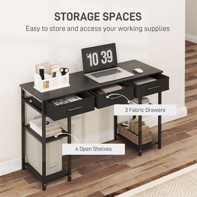 Steel Computer Desk with Drawers and Adjustable Shelves