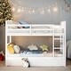 preview thumbnail 14 of 24, Classic Traditional Style Twin over Twin Bunk Bed with Ladder White
