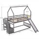 preview thumbnail 6 of 13, Modern Design Twin over Twin Bunk Bed with Convertible Slide and Storage Staircase,Wood House Bed with Roof