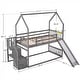 preview thumbnail 6 of 28, Twin House Bunk Bed with Convertible Slide & Storage Staircase, Grey