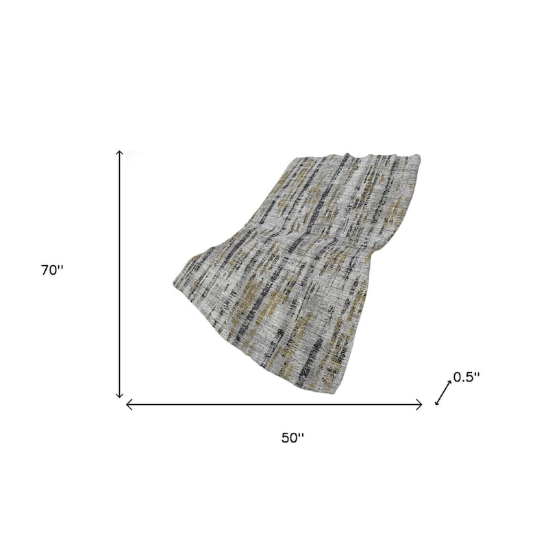 HomeRoots 50" X 70" Silver Charcoal And Gold Abstract Polyester Woven Plush Throw Blanket