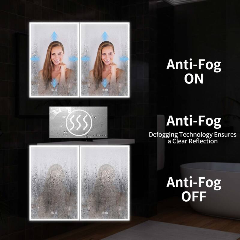 40" x 30" Lighted Medicine Cabinet with Mirror, Recessed Medicine Cabinets for Bathroom - 40" x 30"