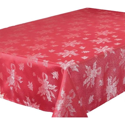 Violet Linen Sparkling Christmas Holly Bows Damask Pattern Tablecloths