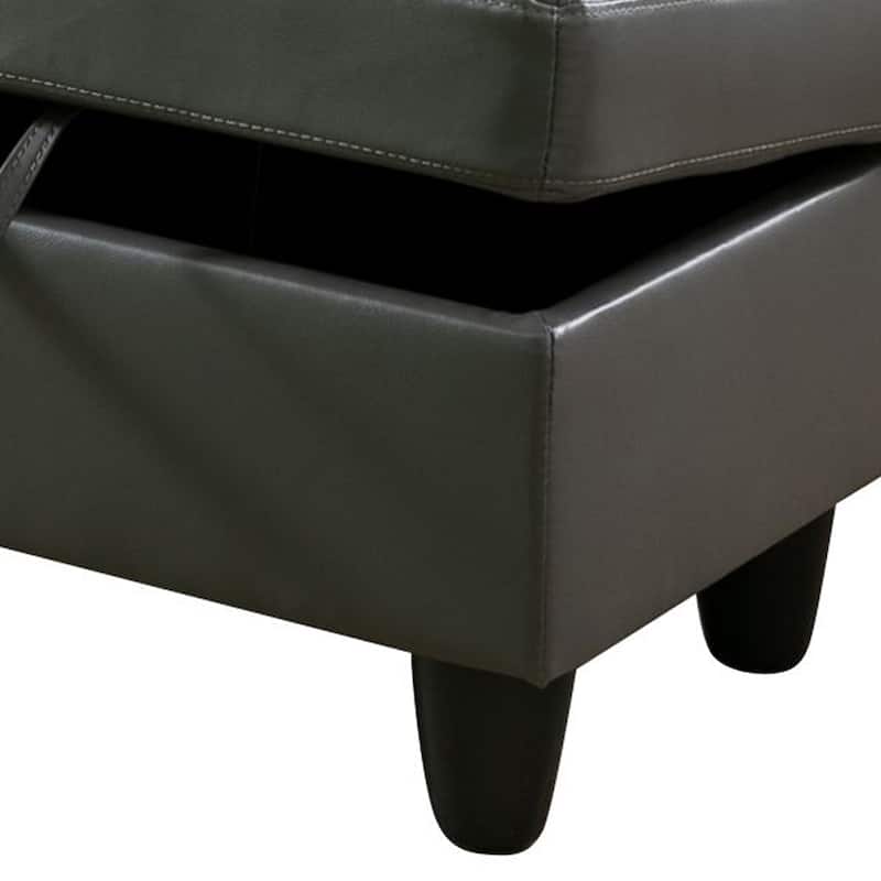 Leather Square Storage Ottoman for Living Room