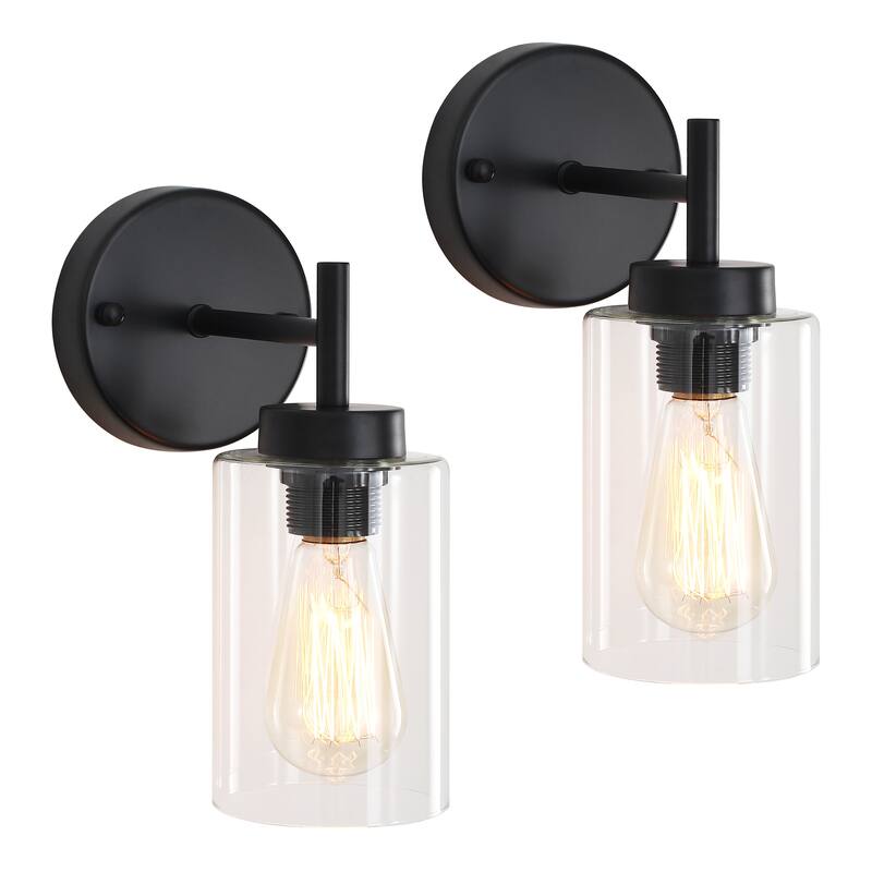 1-Light Modern Bathroom Vanity Light with Clear Glass Shades（Set of 2), Industrial Wall Sconces, Modern Wall Lights