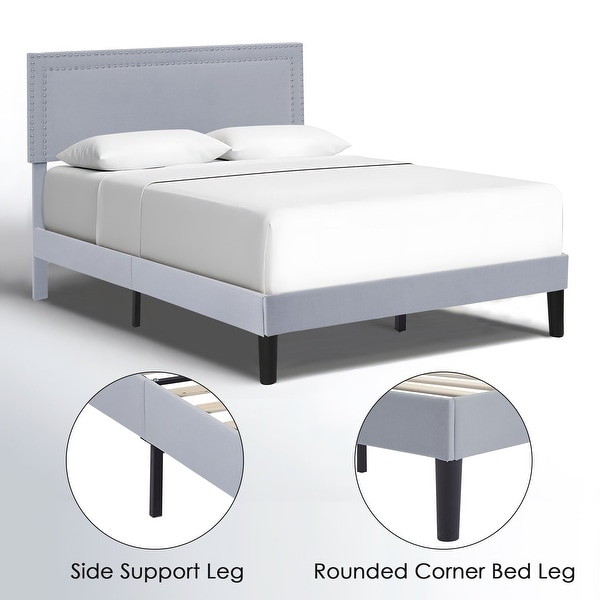VECELO Upholstered Bed Frames with Height Adjustable VECELO Upholstered Bed Frames with Height Adjustable