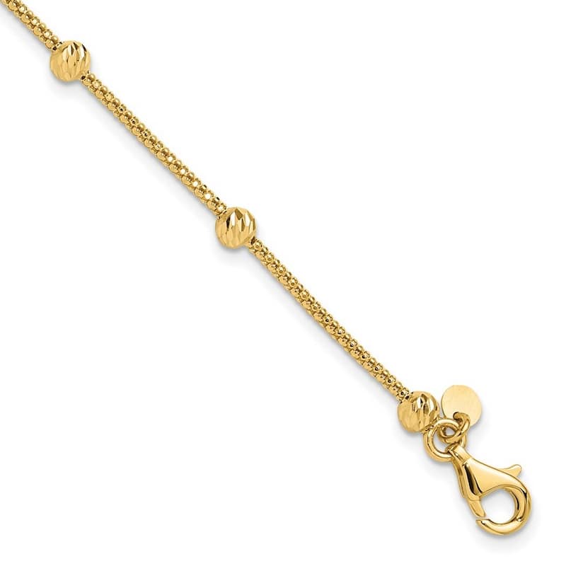 Curata 14k Yellow Gold 7.5" 4mm Textured Bead Popcorn Bracelet