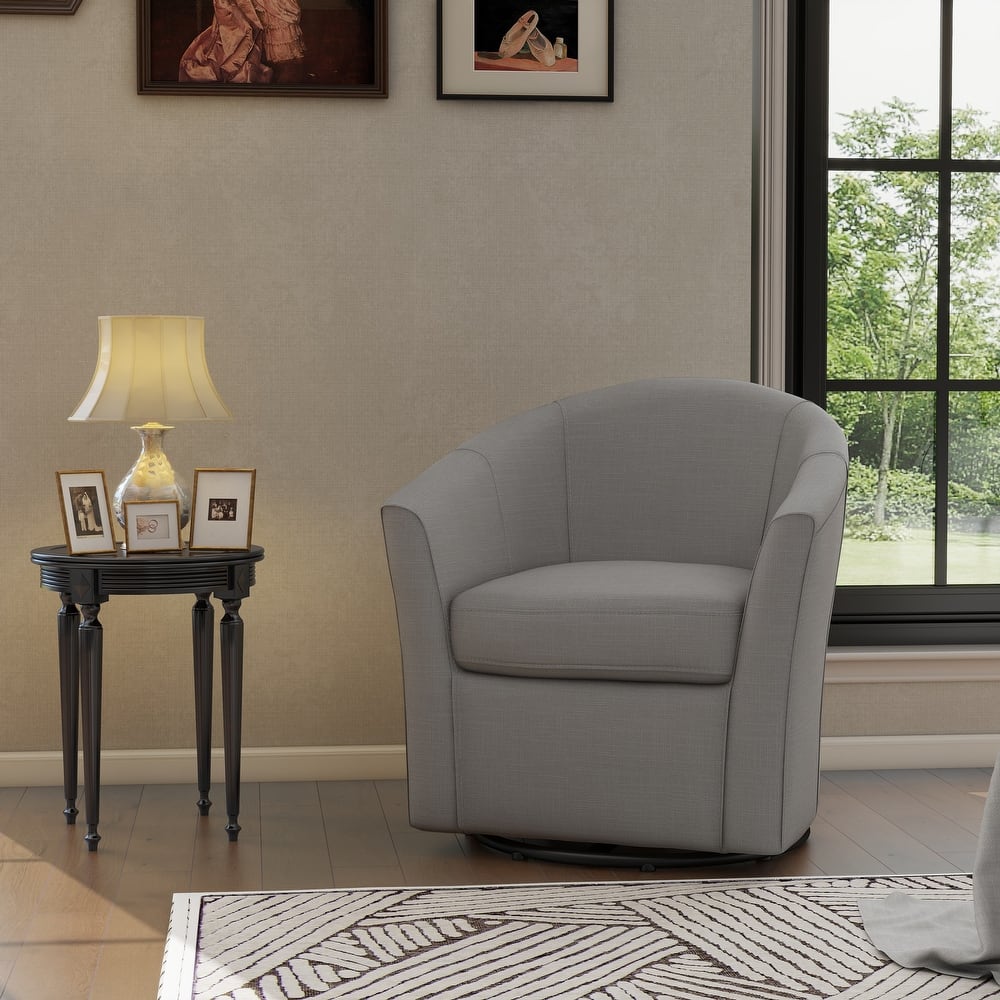 Modern Upholstered Swivel Barrel Chair Living Room Accent Chair