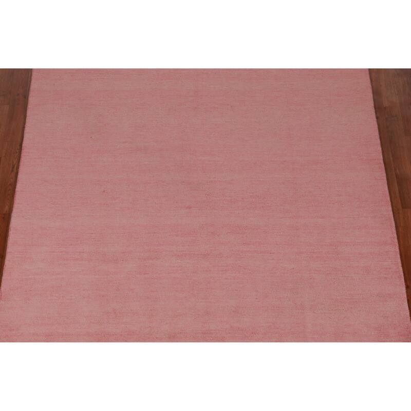 Hand Knotted Oriental 100% Wool Carpet Modern Solid Pink Gabbeh Area Rug - 9' 2'' X 6' 1''